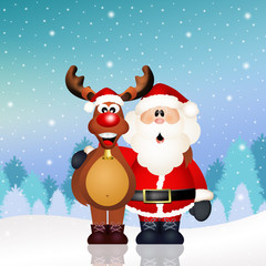 Wall Mural - Santa Claus and reindeer