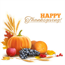 Happy Thanksgiving Composition On White. Vector