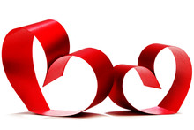 Red Hearts Of Ribbon Bow