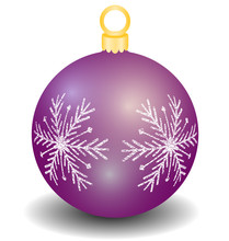 Vector Lilac Shiny Christmas Ball With Shadow