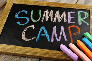 Wall Mural - text summer camp written with chalk