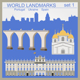 Fototapeta Londyn - World landmarks icon set. Elements for creating infographics