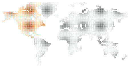 Dotted World Map - North America