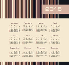 Calendar 2015 Year With Colored Lines