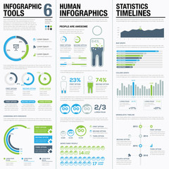 Aufkleber - Infographic elements blue and green vector illustration objects