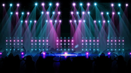 Aufkleber - Nightclub with light show and dancing crowd