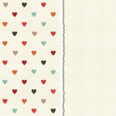 Poster - vintage card with colorful hearts on texture background