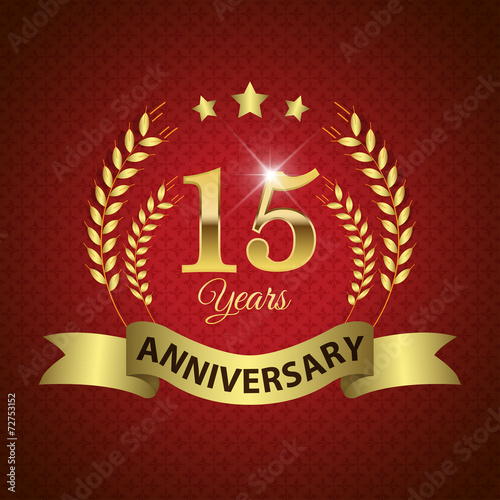 фотография Celebrating 15 Years Anniversary, Golden Laurel Wreath & Ribbon