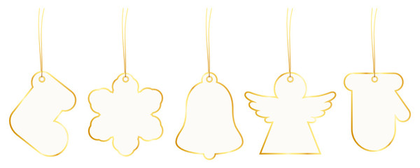 Poster - New Set 5 Christmas Hangtags Paper Gold