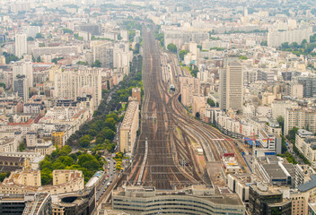 Wall Mural - Paris train station as seen from high vantage point