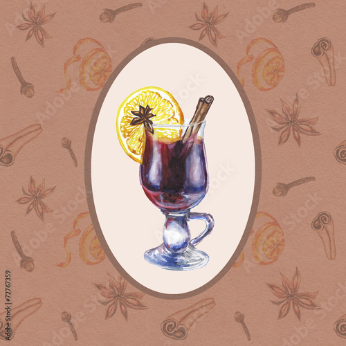 Naklejka na kafelki watercolor mulled wine
