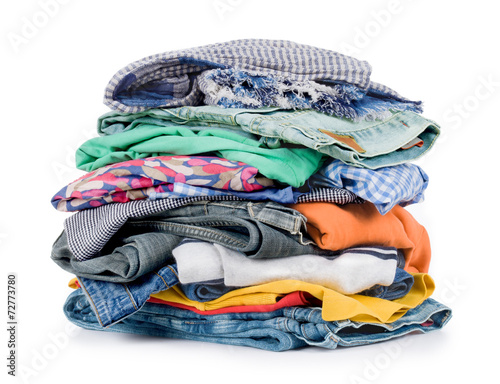 Fotografía pile of clothing isolated on white