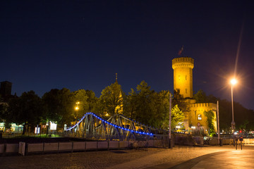 Wall Mural - rheinau harbour cologne at night