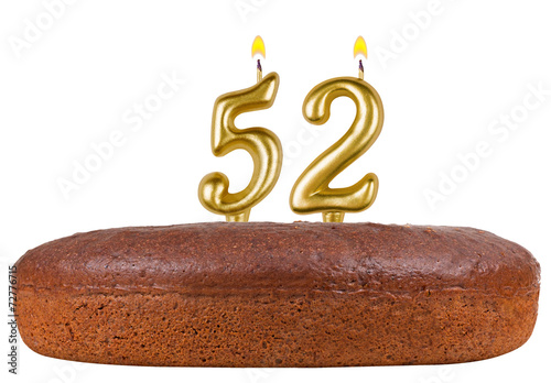 Fotografia birthday cake with candles number 52 isolated