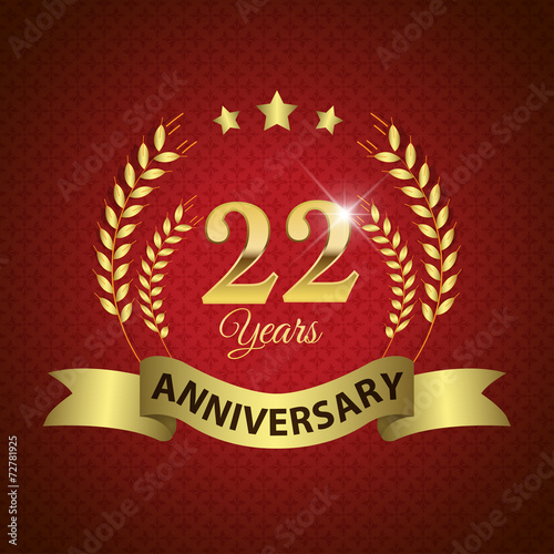 Poster Celebrating 22 Years Anniversary, Golden Laurel Wreath & Ribbon