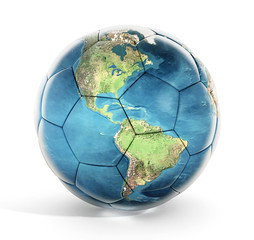 Soccer ball with earth map texture