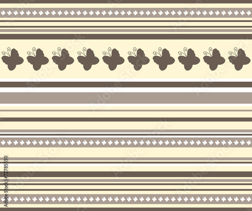 Obraz w ramie Seamless striped pattern with butterflies