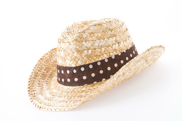 Summer beach straw hat isolated on white background