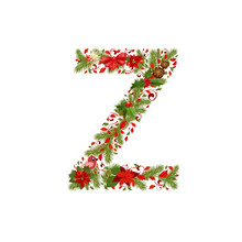 Christmas Floral Tree Letter Z
