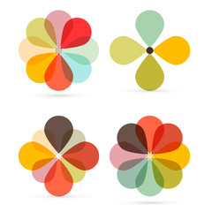 Sticker - Abstract Vector Retro Flowers Set Illustration