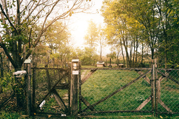 Wall Mural - Autumn farm fence