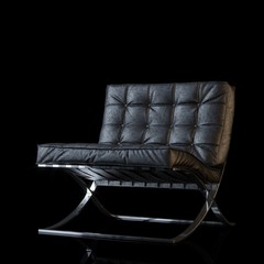 Wall Mural - Modern leather armchair on black background