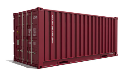 Red Container on Isolated Background.