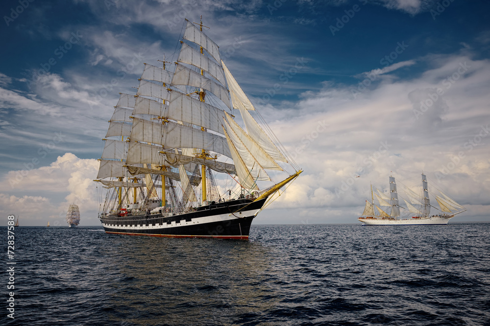 Sailing vessel. Collection of ships and yachts - obrazy, fototapety, plakaty 
