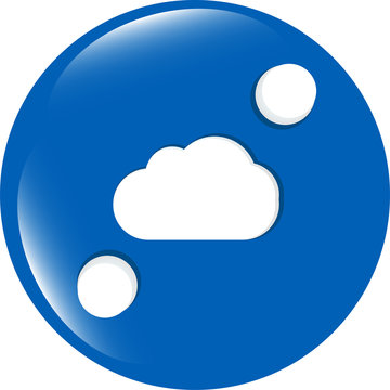 white cloud on internet icon isolated on white