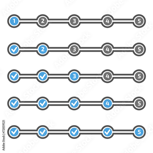 Fotografía Progress indicator.Set of step by step progress bar