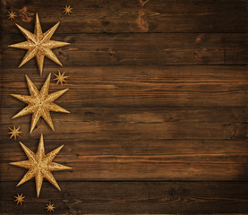 Wall Mural - Christmas Wooden Background, Snowflake Stars Decoration Wood