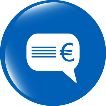 web icon cloud with euro sign, web button isolated on white