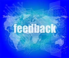 Poster - Information technology IT concept: words Feedback on screen