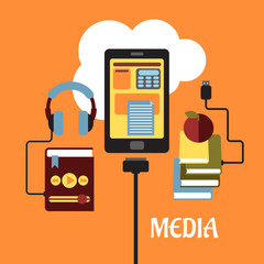 Fototapete - Multimedia flat concept