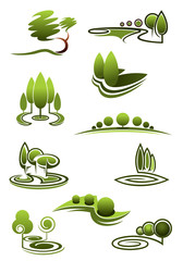 Poster - Green trees in landscapes icons