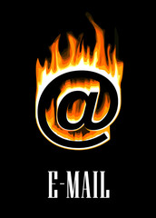 Poster - E-mail icon going up in flames
