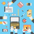 © Sentavio - Flat style modern business technology desktop hands icon set