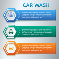 Wall Mural - car-wash-horizontal-banner-set-gray-background