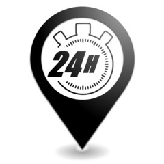 Fototapete - 24 heures sur symbole localisation noir