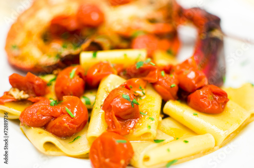 Paccheri All Astice Con Pomodorini E Prezzemolo Stock Photo Adobe Stock