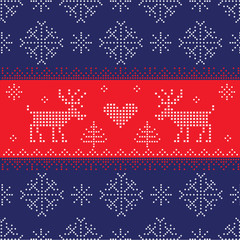 Poster - Scandinavian Style Seamless Pattern- Winter, Christmas, New Year