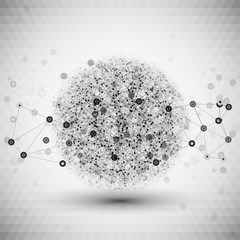 Poster - Molecule structure, gray geometric background for communication
