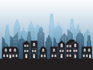 vector black cities silhouette background ,vector illustration