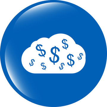 web icon cloud with dollars sign isolated on white background