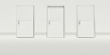 Fototapeta  - Closed White Doors on White Wall