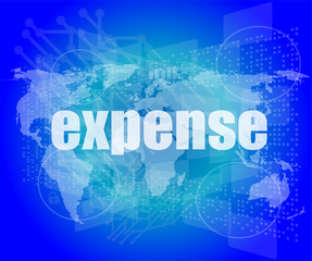 Poster - word expense on digital screen, business concept
