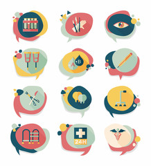  hospital bubble speech banner design flat background set, eps10