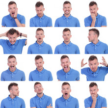 Photo Set Of Casual Young Man Expressions