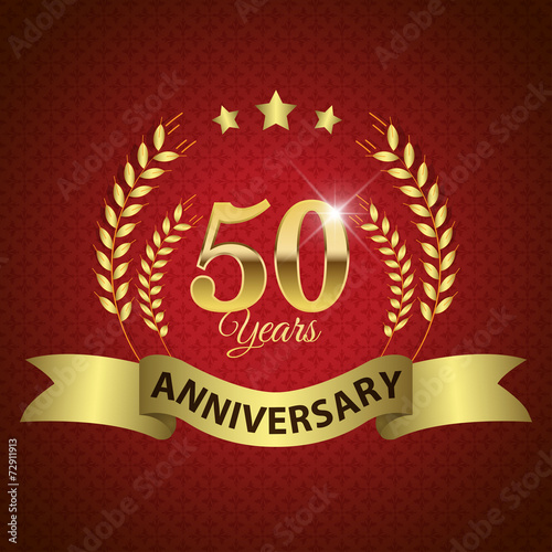 фотография Celebrating 50 Years Anniversary, Golden Laurel Wreath & Ribbon