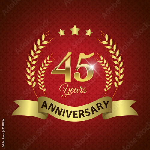 Celebrating 45 Years Anniversary, Golden Laurel Wreath & Ribbon Poster